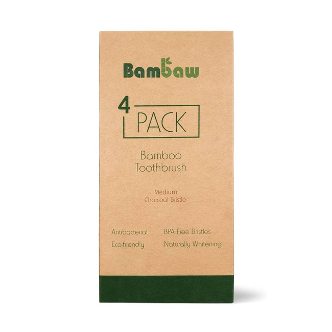 Bambusowe szczoteczki do zębów 4 szt. Bambaw - medium chcarcoal