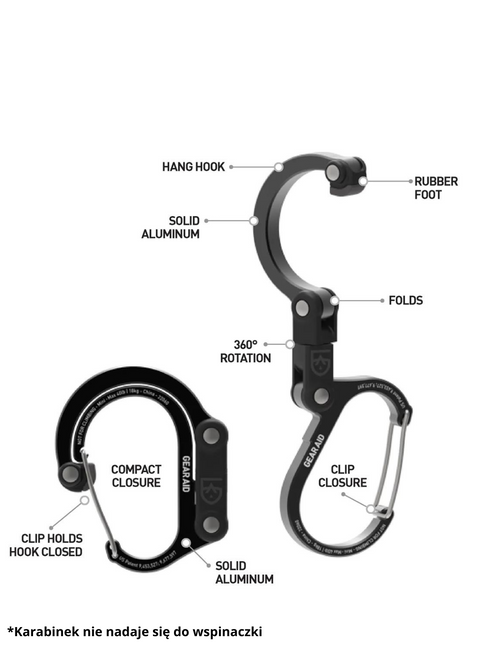 Karabińczyk Gear Aid Heroclip Small - stealth black