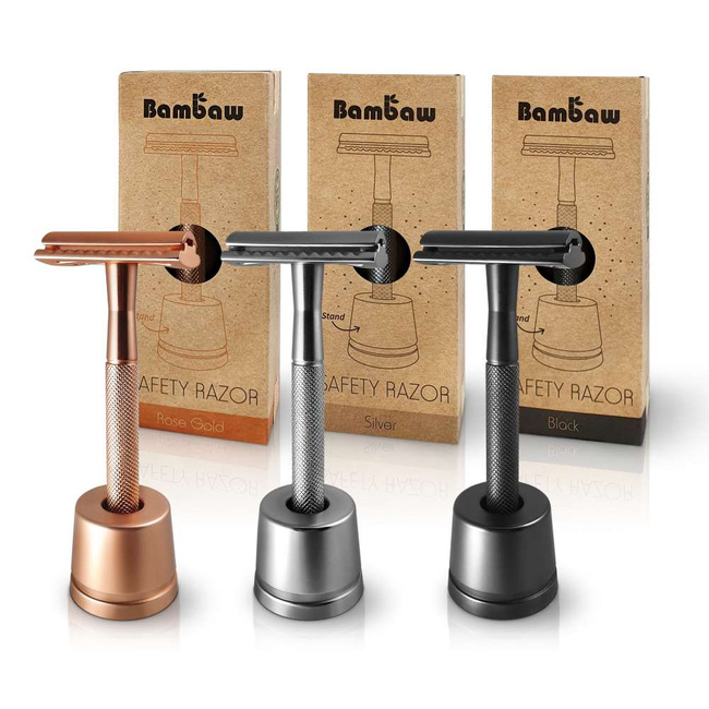 Metalowa maszynka do golenia ze stojakiem Bambaw - silver