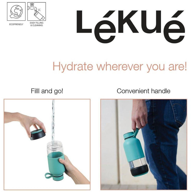  Butelka szklana wielorazowa 0,6 l TO GO Lekue - turquoise