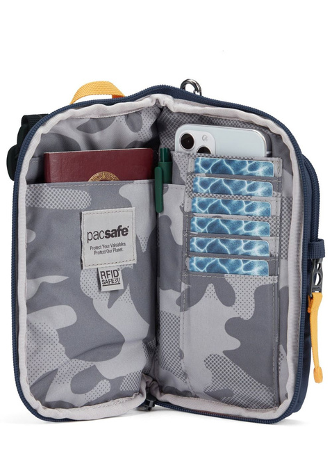 Saszetka antykradzieżowa na dokumenty Pacsafe Go Tech Crossbody - coastal blue