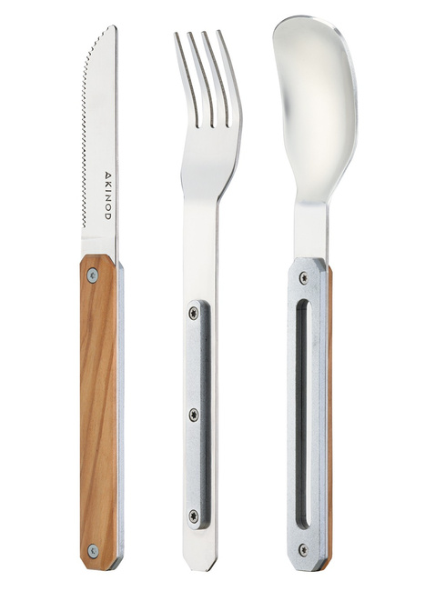 Sztućce magnetyczne zestaw Akinod Straight Cutlery 12H34 - olive wood