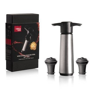 Zestaw prezentowy pompka i 2 korki Wine Saver Vacu Vin - stal nierdzewna