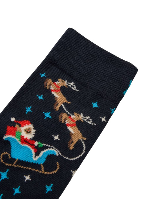 Skarpety unisex Happy Socks - navy / santa sleigh 