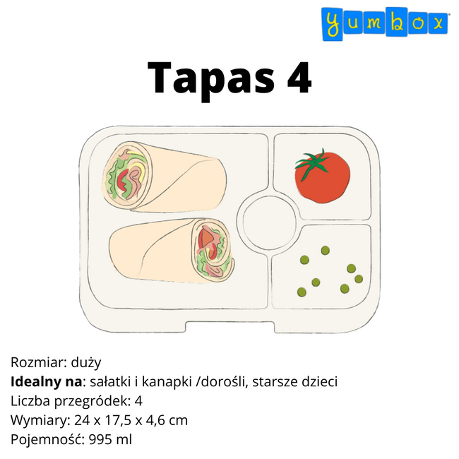 Lunchbox XL Yumbox Tapas 4 przegrody - true blue