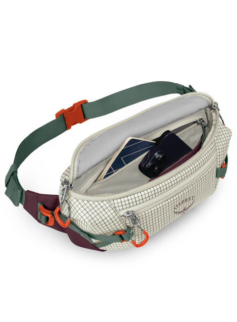 Torba biodrowa Osprey Transporter™ Waist Pack - mystery white / moody burgundy