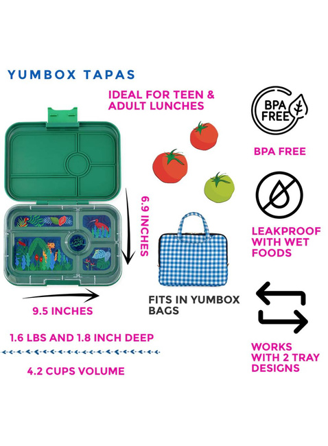 Lunchbox do pracy XL Yumbox Tapas 5 sekcji - palm green / jungle