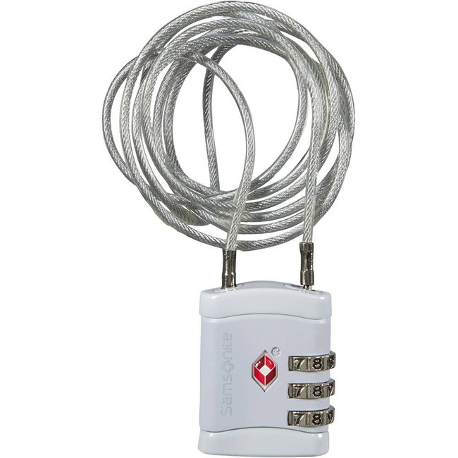 Kłódka do walizki trzycyfrowa Samsonite LONG Cablelock  TSA - aluminium
