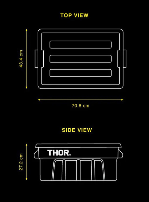 Kontener z pokrywą do przechowywania THOR Tote Box 53 L - black