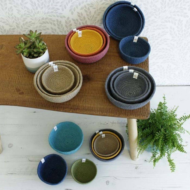 Zestaw 3 misek / koszyków z juty Mini ReSpiin - beach