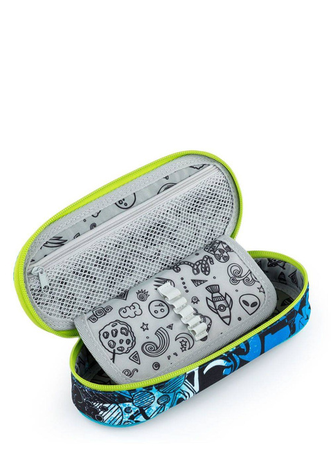 Piórnik młodzieżowy Topgal ETUE - niebiesko-zielone graffiti