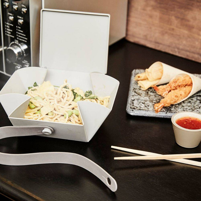 No.02 składany lunchbox z opaską Uhmm - white / black
