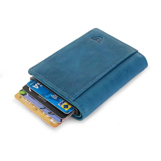 Skórzane etui na karty / portfel RFID Iron Roncato - ocean