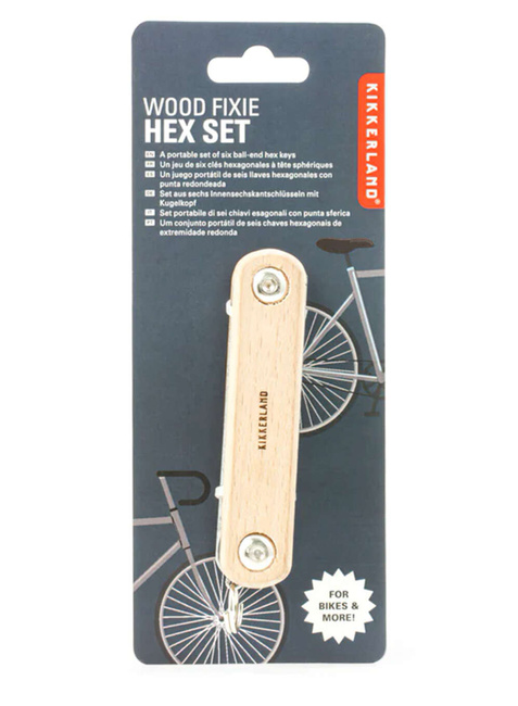 Wielofunkcyjne narzędzie 6w1 Kikkerland Wooden Fixie Hex Set