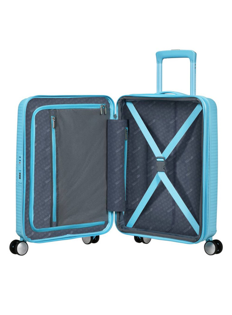 Walizka mała American Tourister Soundbox EXP - blueberry fizz