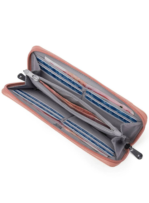 Portfel antykradzieżowy Pacsafe RFIDsafe Continental Wallet - rose