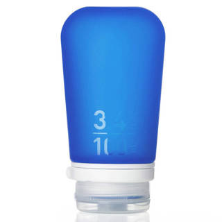 Podróżna silikonowa butelka na płyny do samolotu Humangear GoToob+ L - dark blue