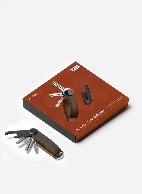 Zestaw Orbitkey - organizer do kluczy Crazy Horse Leather + Multitool V2 - chestnut brown / black stitching 