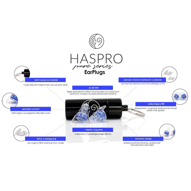 Stopery zatyczki do uszu dla muzyków Haspro Pure Music EarPlugs