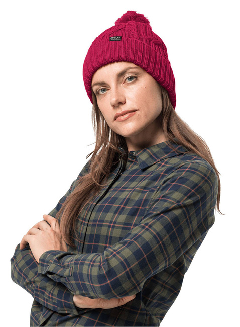 Czapka z pomponem Jack Wolfskin Stormlock Pompom Beanie - cranberry