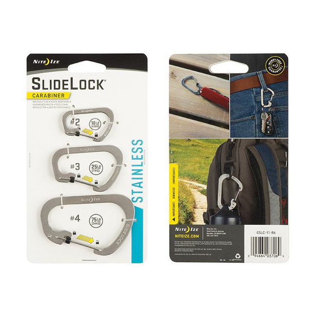 Zestaw karabinków SlideLock Carabiner Set #2, #3, #4 Nite Ize - stalowy