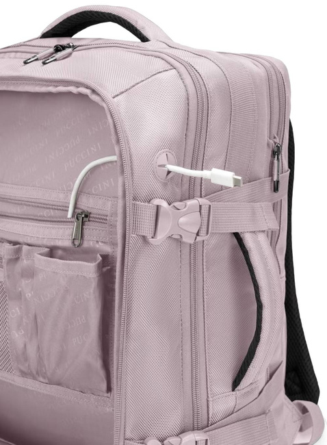 Plecak podróżny poszerzany Puccini Easy Pack Laptop 16" - różowy