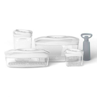 Zestaw 4 pojemników próżniowych na żywność Dafi SeeYoo + pompka - biały