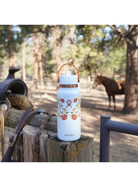 Butelka termiczna ze słomką Hydro Flask Wide Mouth Straw Cap 946 ml - western light blue