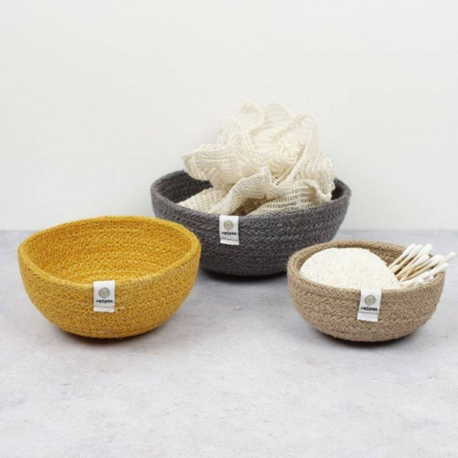Zestaw 3 misek / koszyków z juty Mini ReSpiin - beach