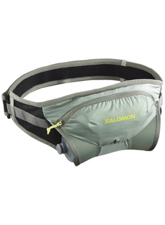 Pas sportowy z bidonem Salomon Cross Belt 1 Bottle - green milieu / agave green / sharp green