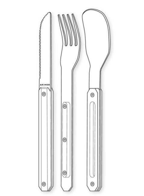 Sztućce magnetyczne zestaw Akinod Straight Cutlery 12H34 - coralwood