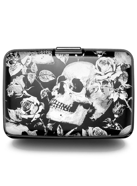 Portfel aluminiowy Ogon Design Stockholm Card Case Premium V3 - skull roses