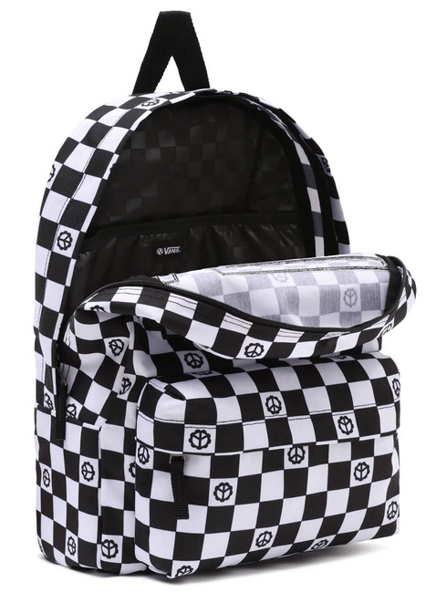 Plecak damski Vans Realm Flying V - peace check black/ashley + piórnik szachownica