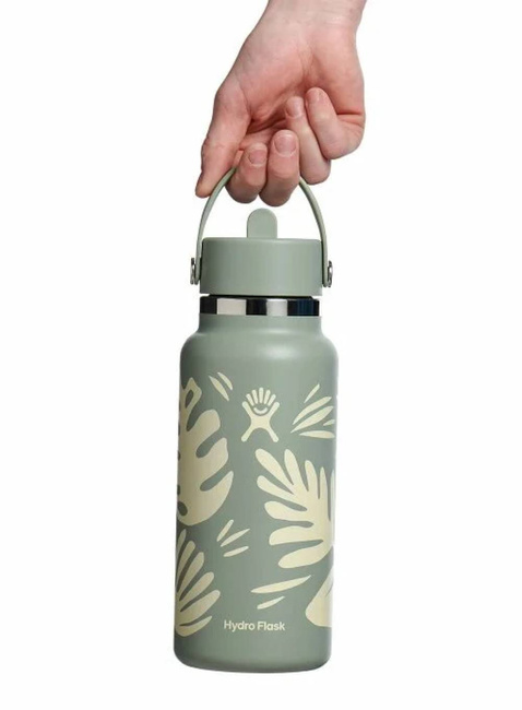 Butelka termiczna ze słomką Hydro Flask Wide Mouth Straw Cap 946 ml - botanical bliss agave