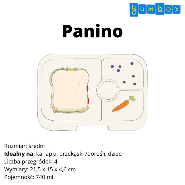 Lunchbox 4-komorowy Yumbox Panino - sunburst yellow / panda tray