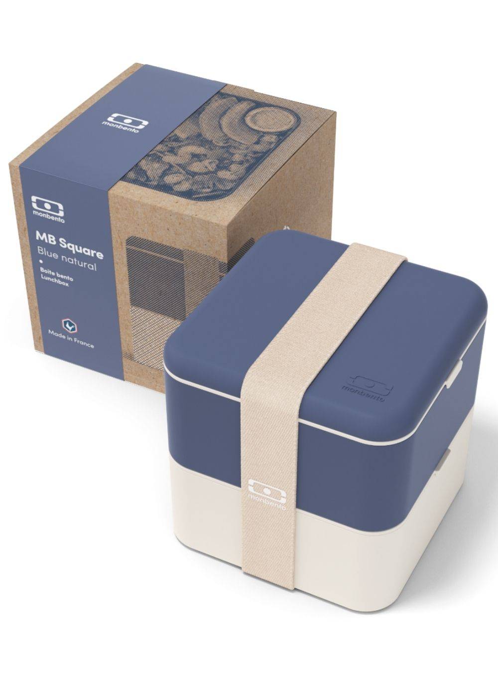 MB Square Blue Natural - the large bento box Made in France