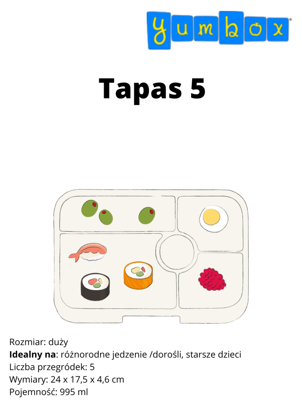 Yumbox Lunchbox w. 5 Rooms - Bento Tapas - True Blue Groovy