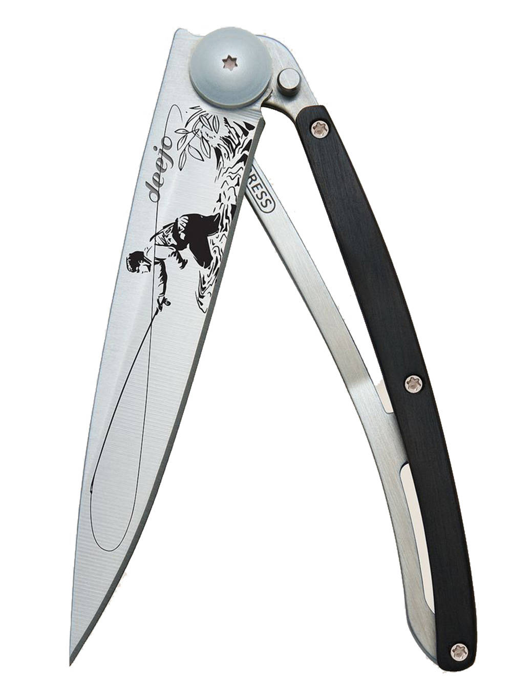 Nóż składany Deejo Pocket Knife Ebony Wood - fly fishing 1CB000087