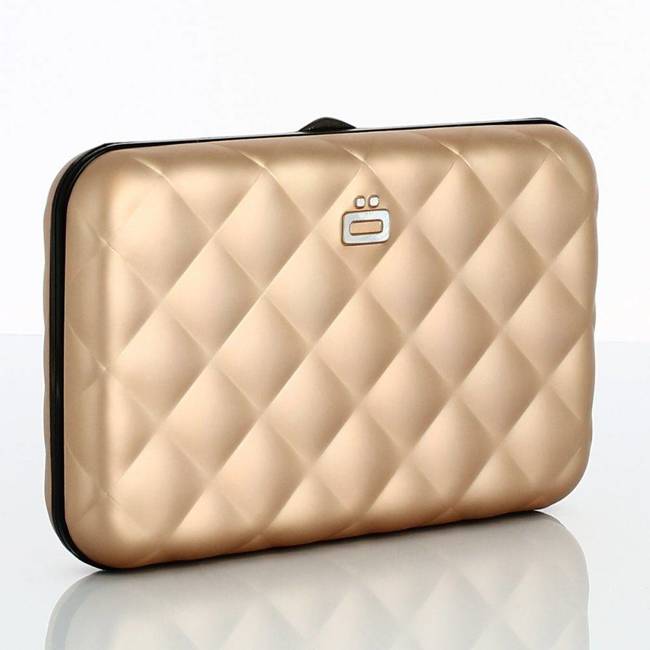 Aluminiowy portfel pikowany Ogon Designs Quilted Button - rose gold