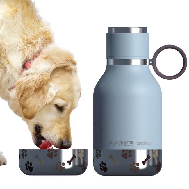 Bidon / butelka termiczna z miską dla psa Dog Bowl Bottle Asobu - blue