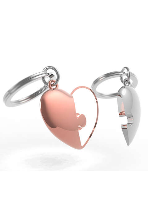 Brelok dla zakochanych Metalmorphose heart puzzle - silver / rose gold