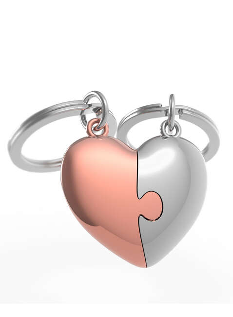 Brelok dla zakochanych Metalmorphose heart puzzle - silver / rose gold