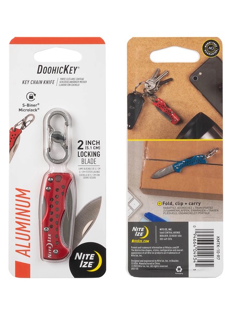 Brelok z nożem składanym DoohicKey Chain Knife Nite Ize - red