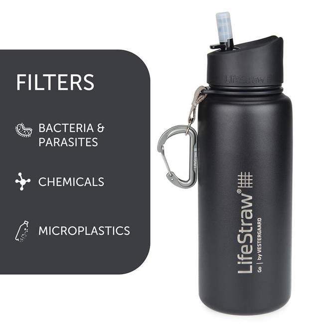 Butelka filtrująca stalowa podwójne ścianki LifeStraw Go 0,7 l - black