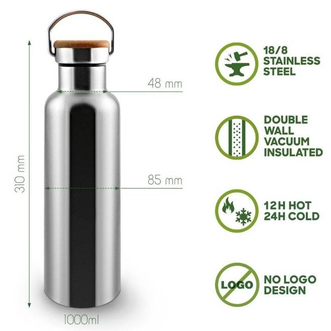 Butelka izolowana / termos  ze stali nierdzewnej 1000 ml Bambaw