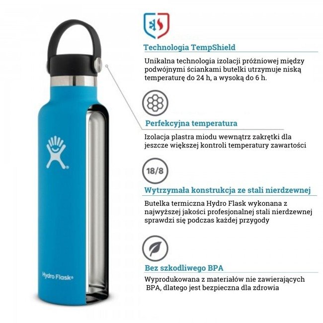 Butelka termiczna 710 ml Standard Mouth flex Cap Hydro FLask - pacific