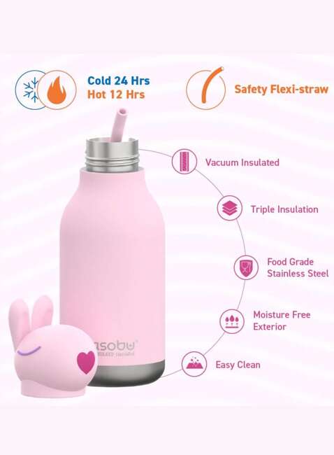 Butelka termiczna dziecięca Asobu Bestie Bottle 0,46 l - bunny