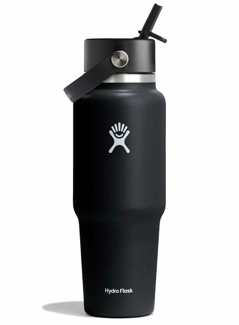 Butelka termiczna ze słomką Hydro Flask Wide Mouth Travel Bottle 946 ml - black