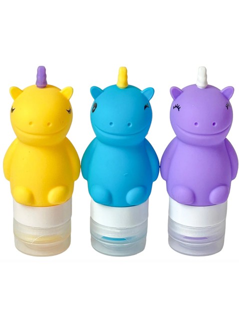 Butelki Yumbox Squeezy Unicorn Bottles 3 x 60 ml - yellow / purple / aqua blue