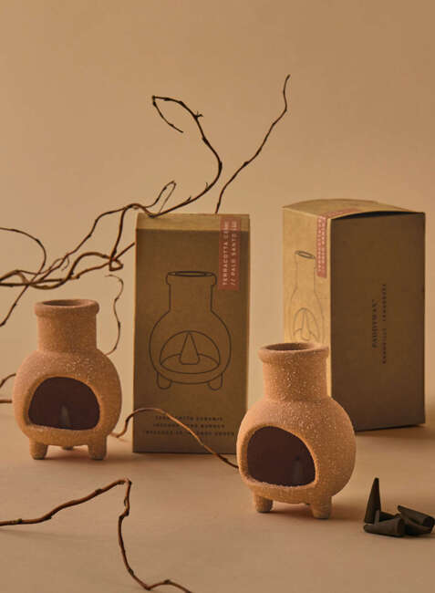 Ceramiczny stojak na kadzidełka Paddywax Palo Santo & Sage - terracota